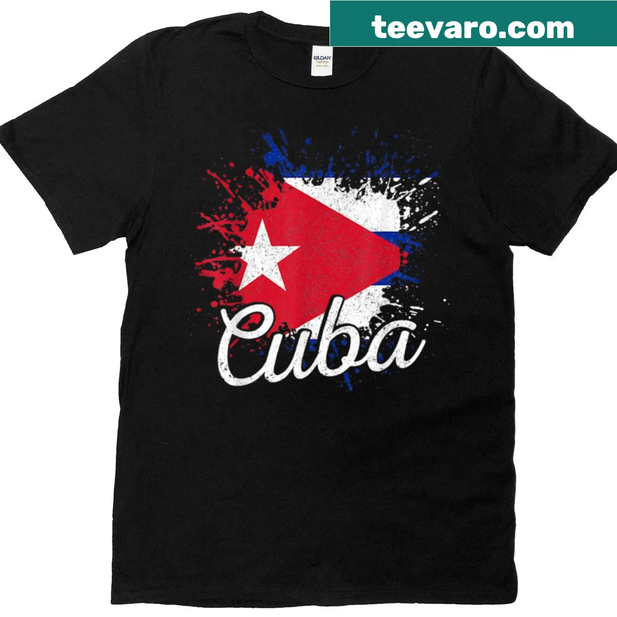T-shirt featuring the Cuban flag in a bold design for showcasing national pride. — on a men's t-shirt