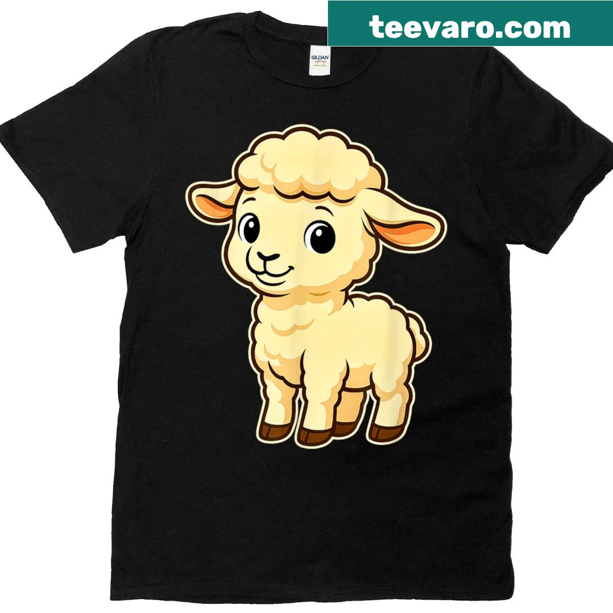 Cartoon baby lamb character design on a T-shirt — on a men's t-shirt