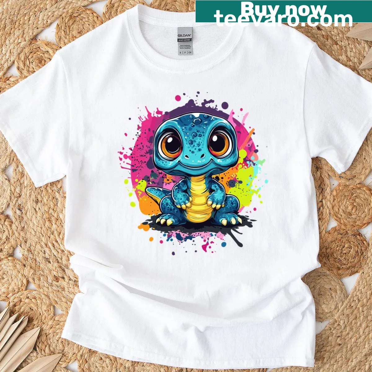 Adorable cartoon baby lizard graphic on a kids' T-shirt — on a men's t-shirt