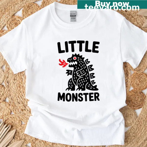 Cartoon fire-breathing dinosaur monster on a cute T-shirt
