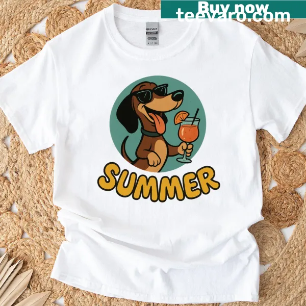 Vintage-style t-shirt with a funny dachshund cartoon for dog lovers.