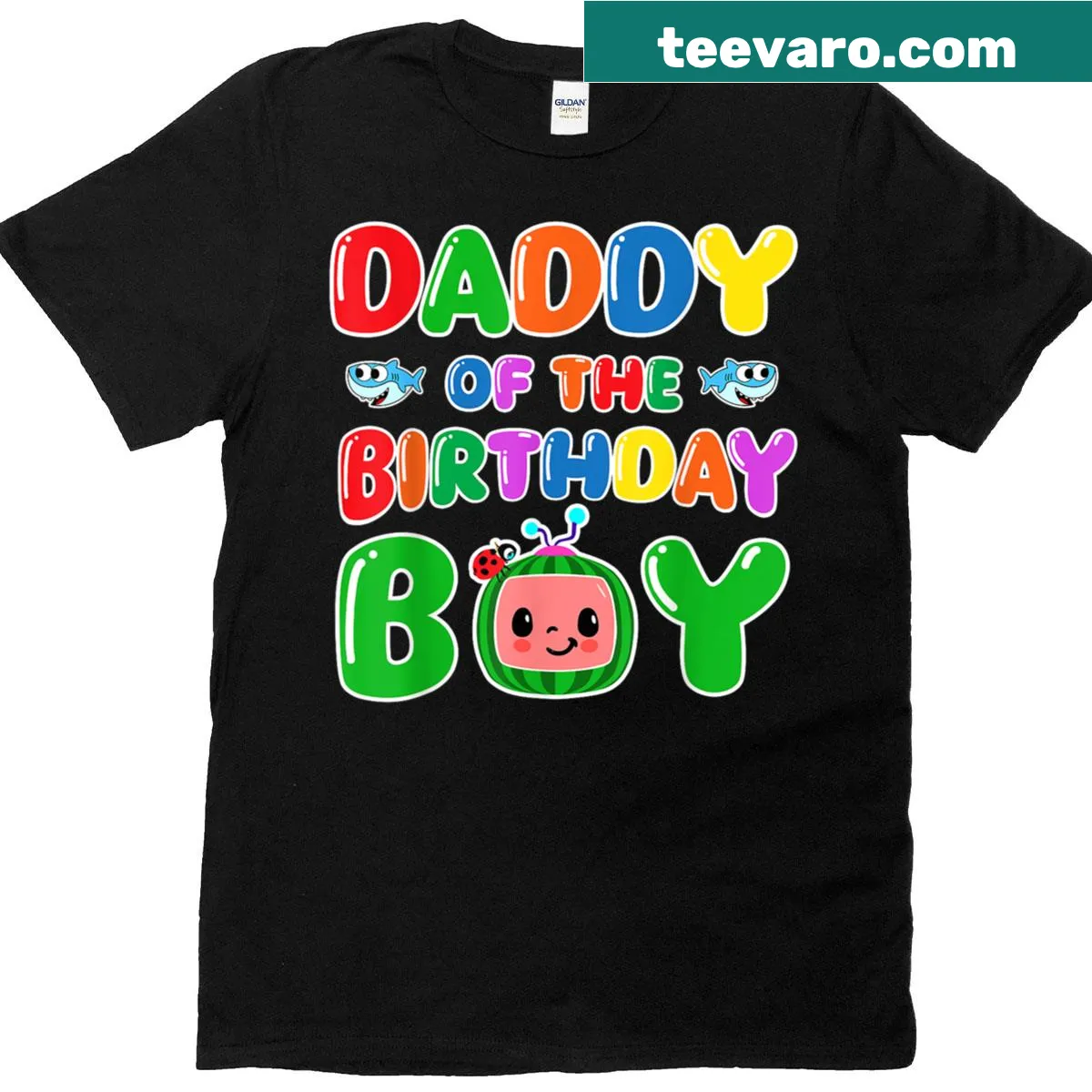 Funny birthday shirt for dads with text 'Daddy Of The Birthday Boy' — on a men's t-shirt