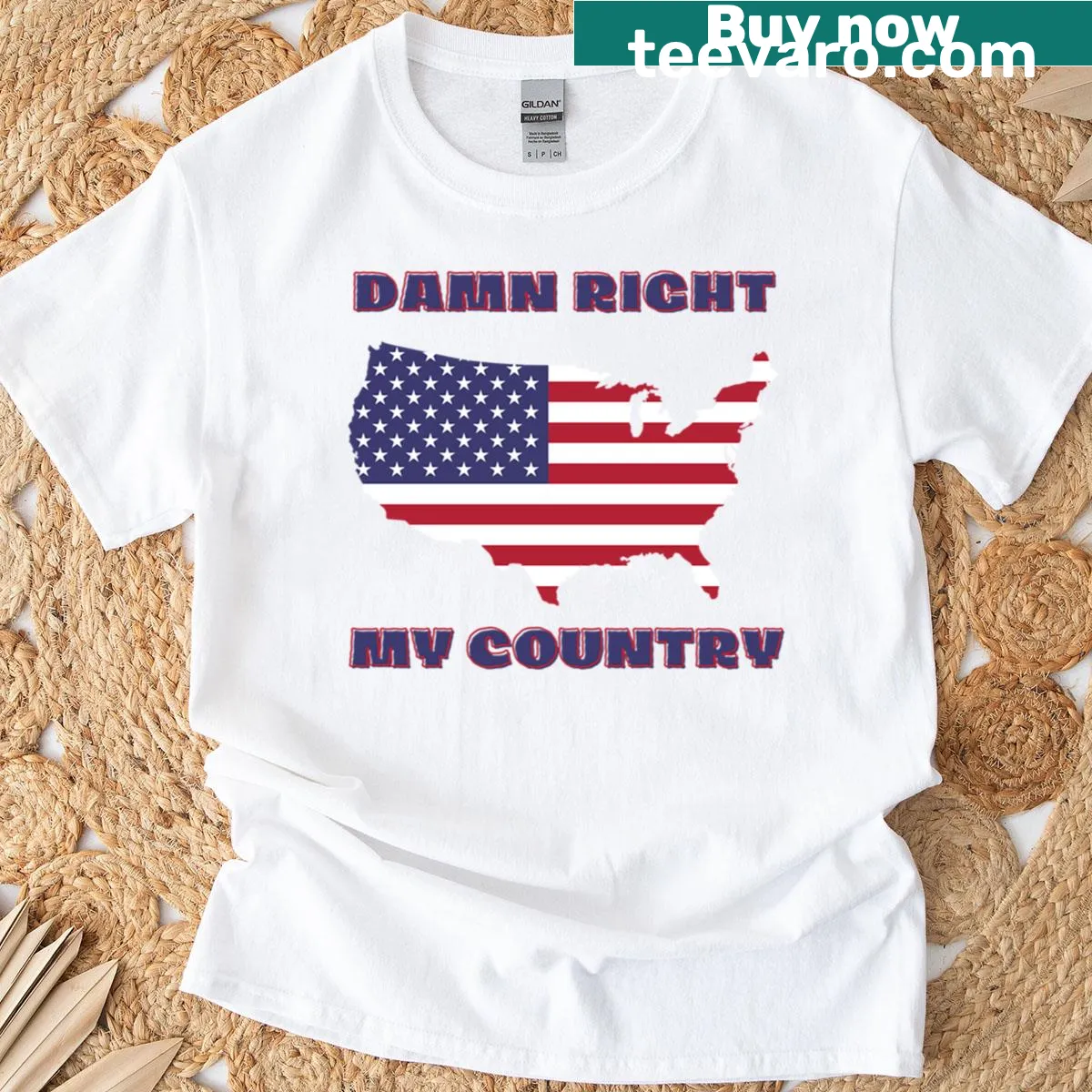 Patriotic text graphic on a proud T-shirt — on a men's t-shirt