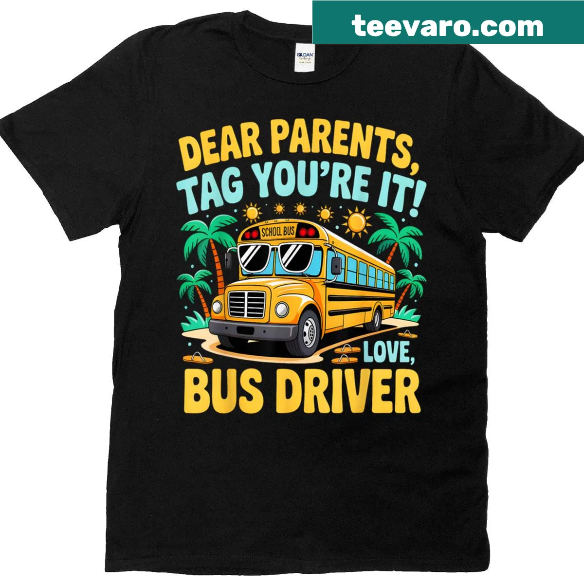 T-shirt celebrating bus drivers on the last day of school — on a men's t-shirt