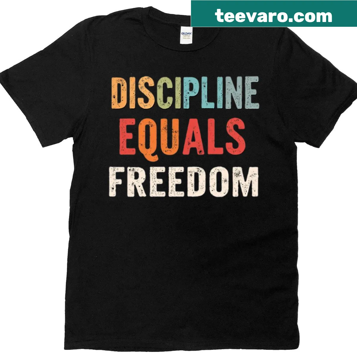 Oversized T-shirt with 'Discipline Equals Freedom' text — on a men's t-shirt