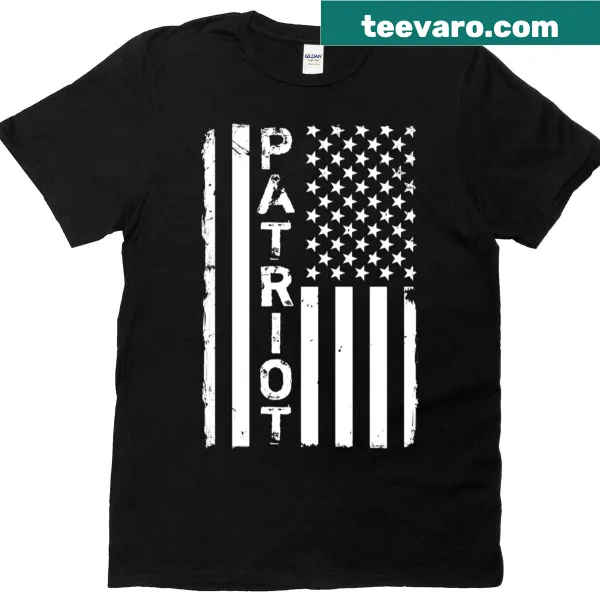 Distressed black and white American flag on t-shirt