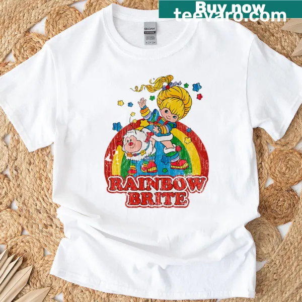 Minimalist distressed rainbow graphic on T-shirt
