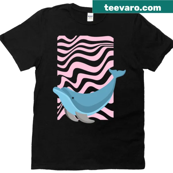 Oversized T-shirt with a whimsical cartoon dolphin design.
