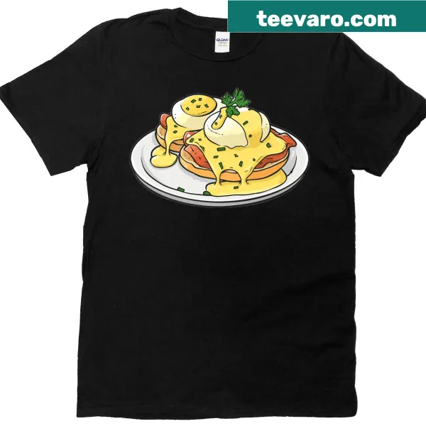 Cartoon graphic of Eggs Benedict on a T-shirt