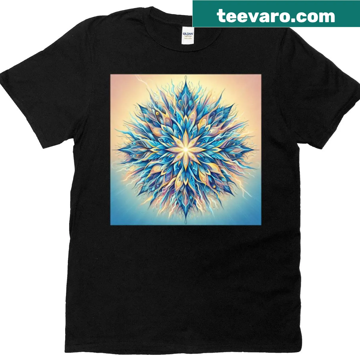 Abstract Electric Starburst design T-shirt for creative expression. — on a men's t-shirt