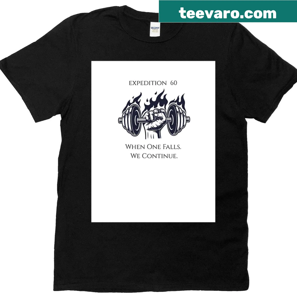Typography graphic promoting fitness camaraderie on a T-shirt. — on a men's t-shirt