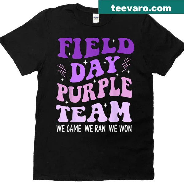 Purple team field day t-shirt with a victory slogan