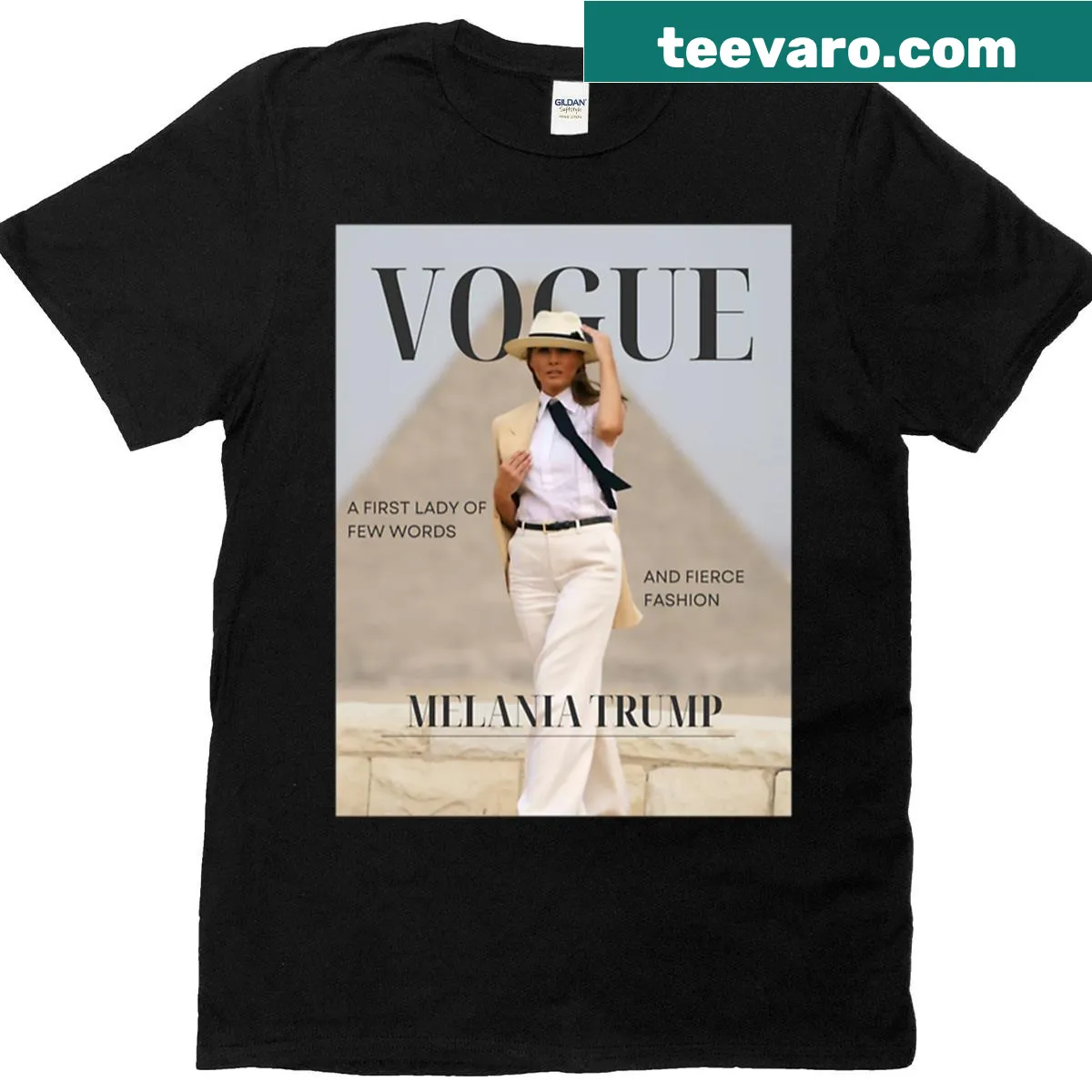 Magazine cover graphic featuring Melania Trump on a T-shirt — on a men's t-shirt