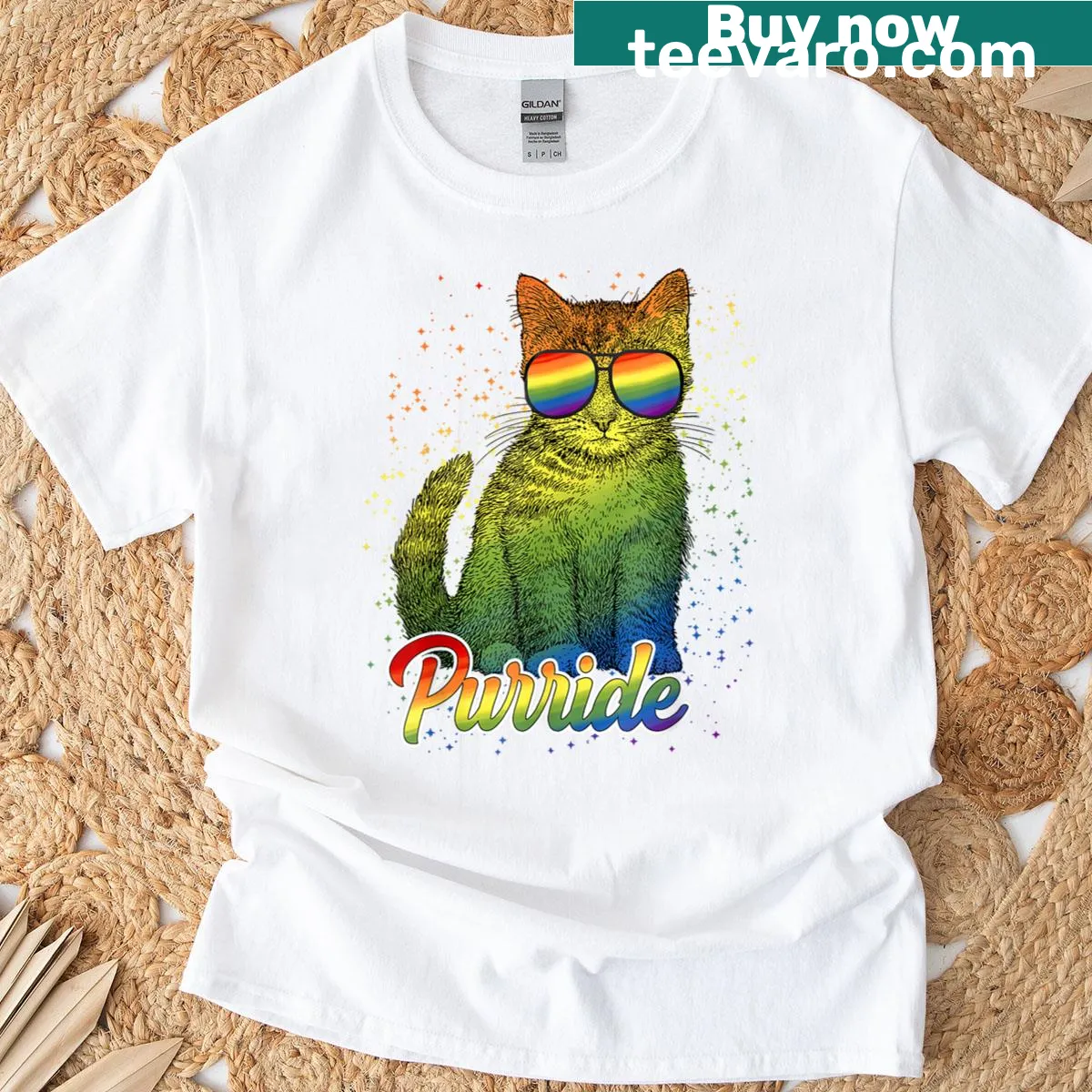 Patriotic t-shirt featuring inclusive flag design — on a men's t-shirt
