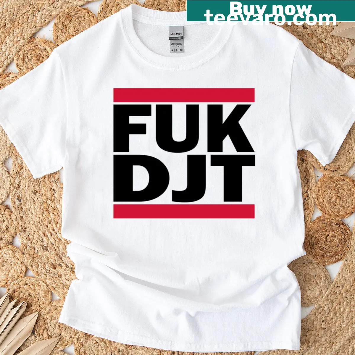 Oversized T-shirt with provocative political phrase — on a men's t-shirt