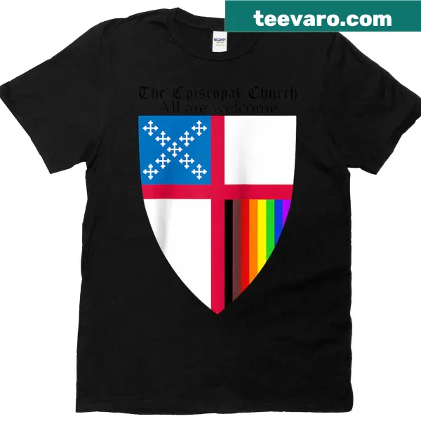 Episcopal Church shield with rainbow colors graphic