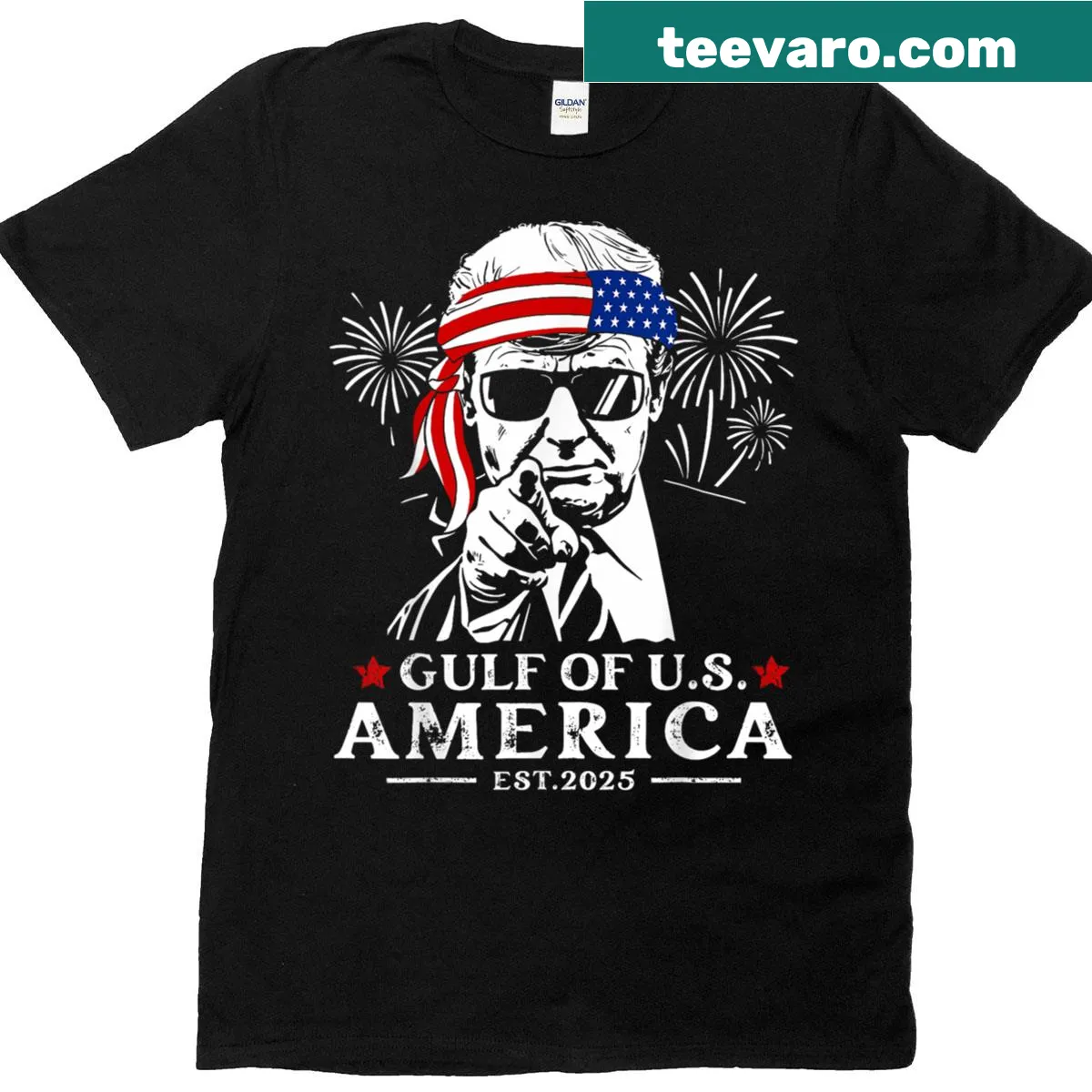 Humorous patriotic T-shirt featuring Trump and Americana — on a men's t-shirt