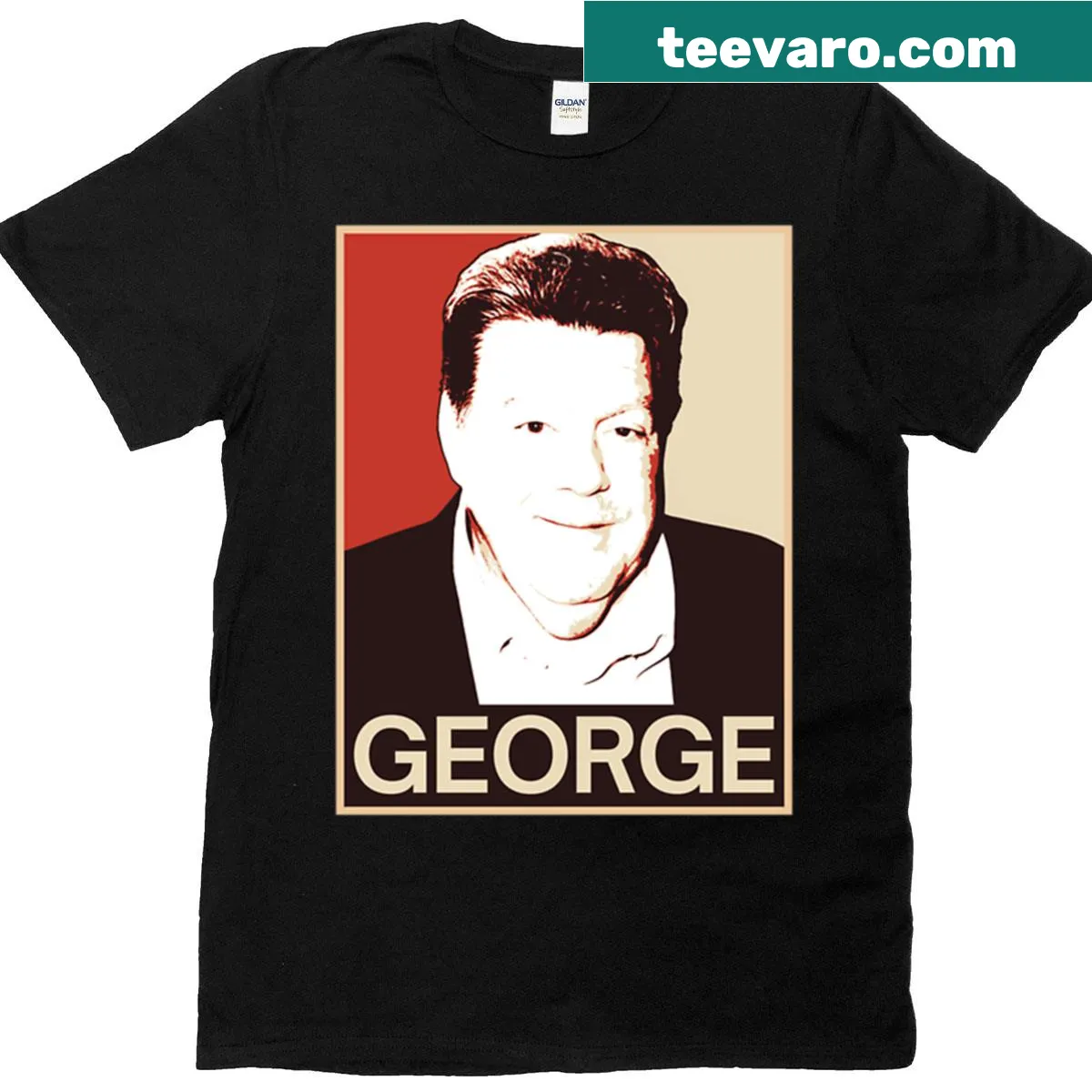 Minimalist oversized George T-shirt featuring clean typography — on a men's t-shirt