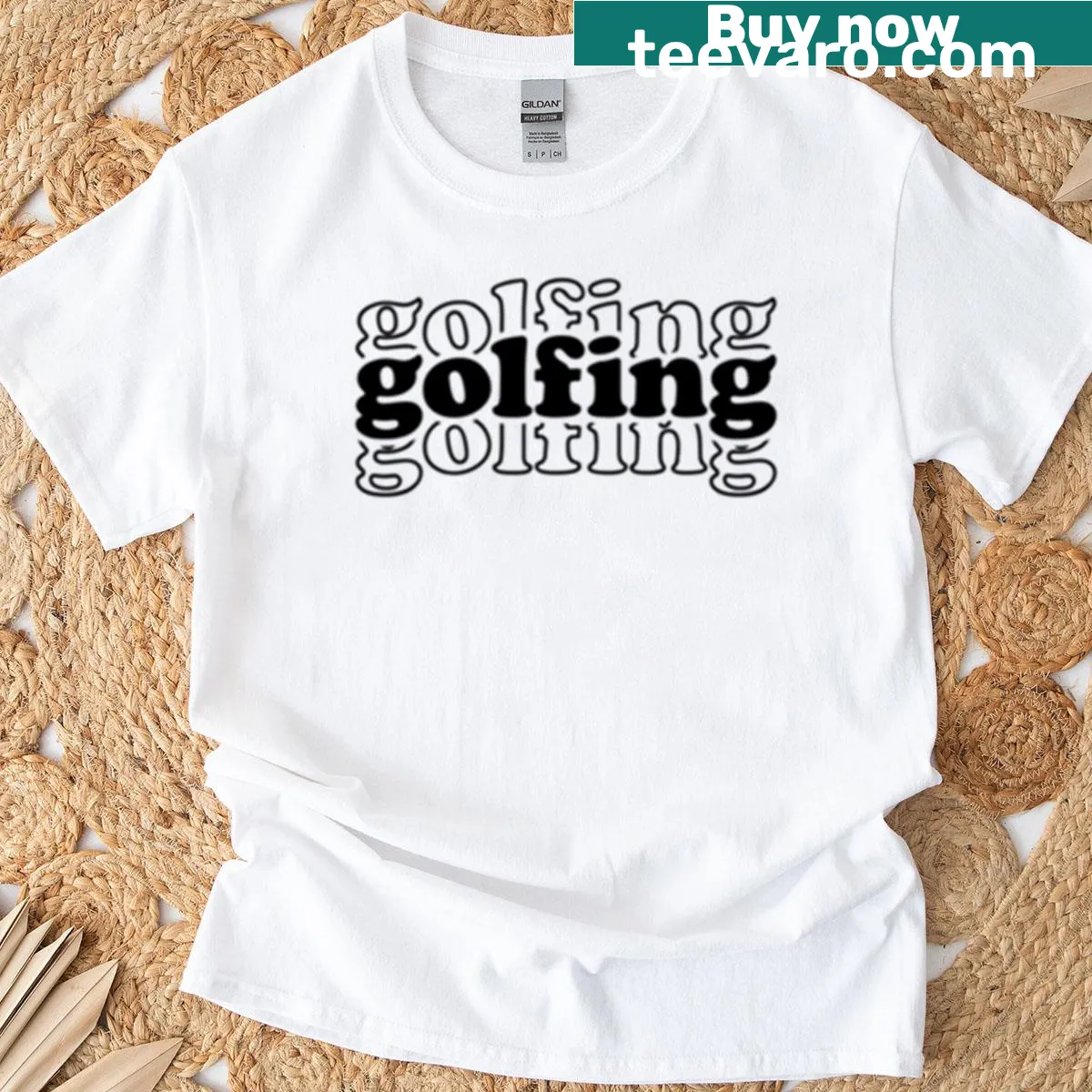 Vintage-style funny golfing design t-shirt — on a men's t-shirt