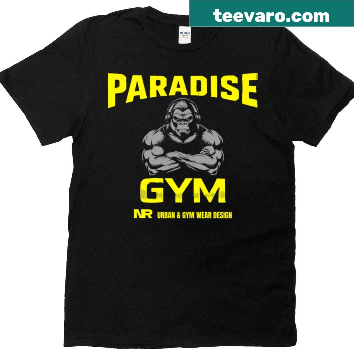 Gorilla graphic design for gym motivation — on a men's t-shirt