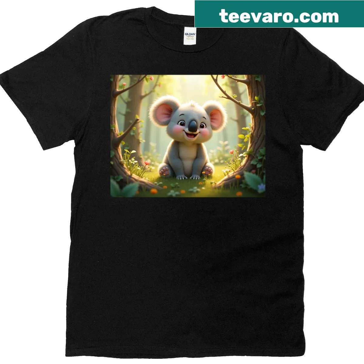 Oversized T-shirt featuring a cute cartoon koala design — on a men's t-shirt