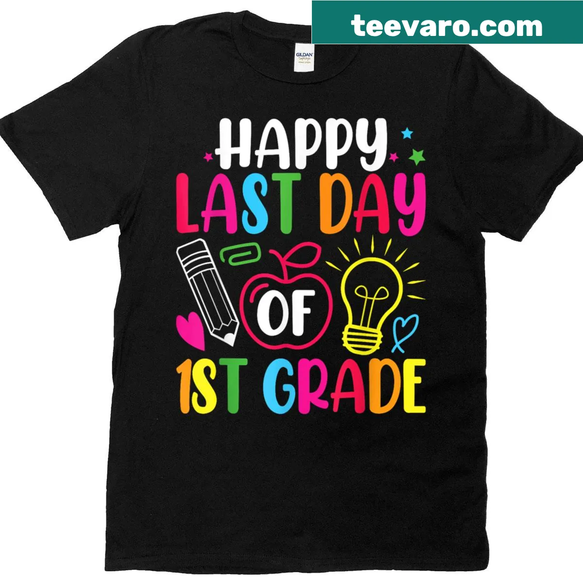 T-shirt celebrating the last day of 1st grade with summer greetings — on a men's t-shirt