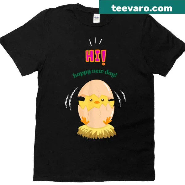 Cute cartoon t-shirt conveying a message of a happy new day