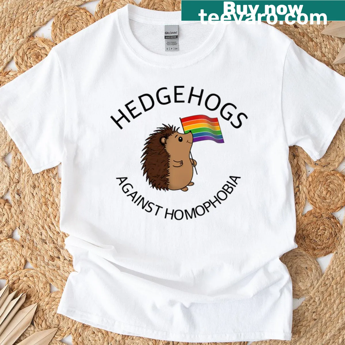 Cute hedgehogs illustration promoting LGBTQIA+ allyship on a T-shirt — on a men's t-shirt