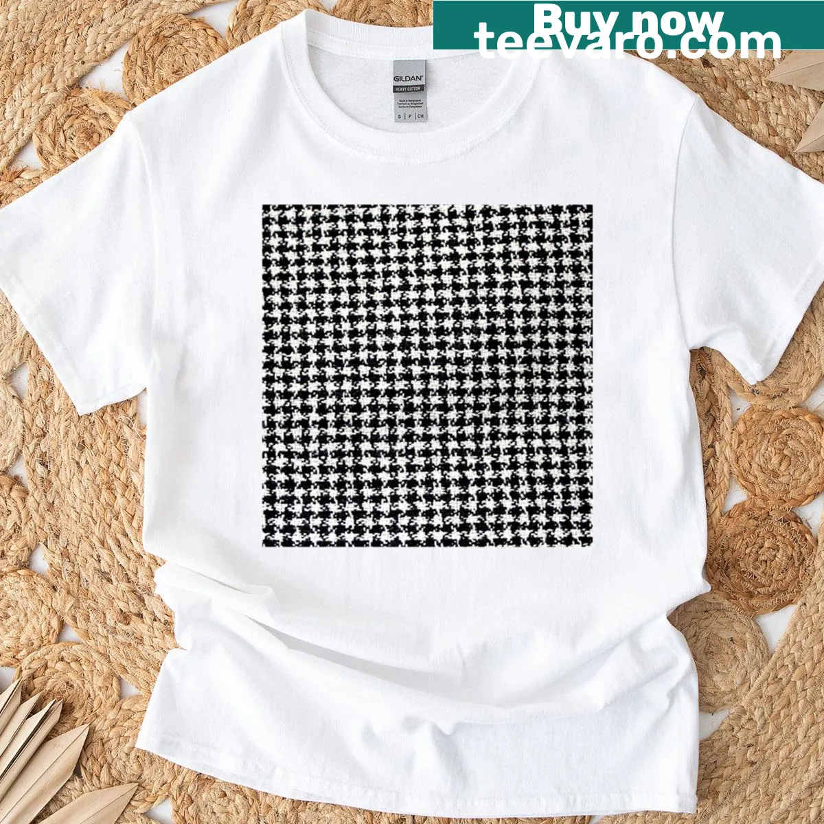 Classic houndstooth pattern t-shirt — on a men's t-shirt