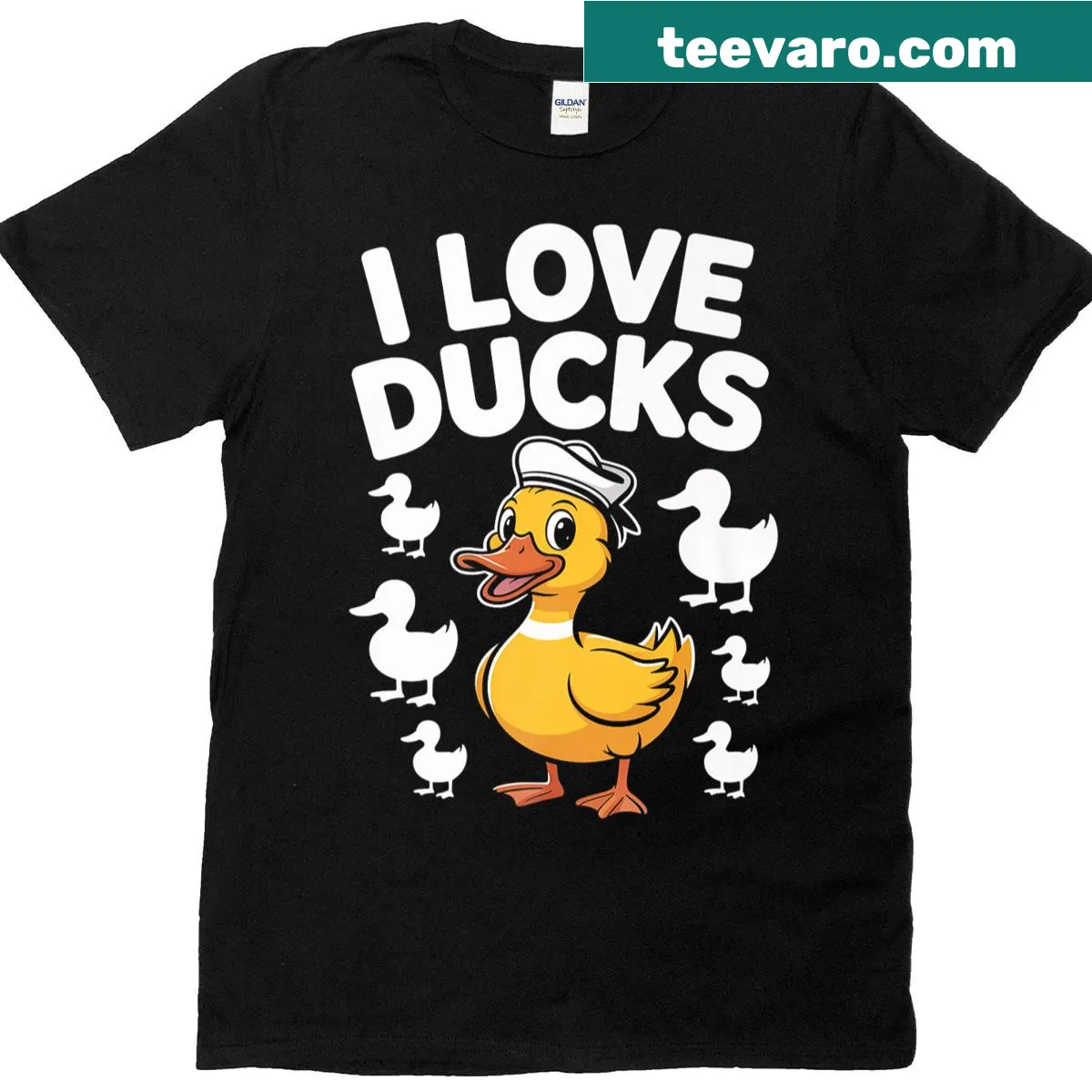 Cute cartoon duckling graphic on a t-shirt — on a men's t-shirt