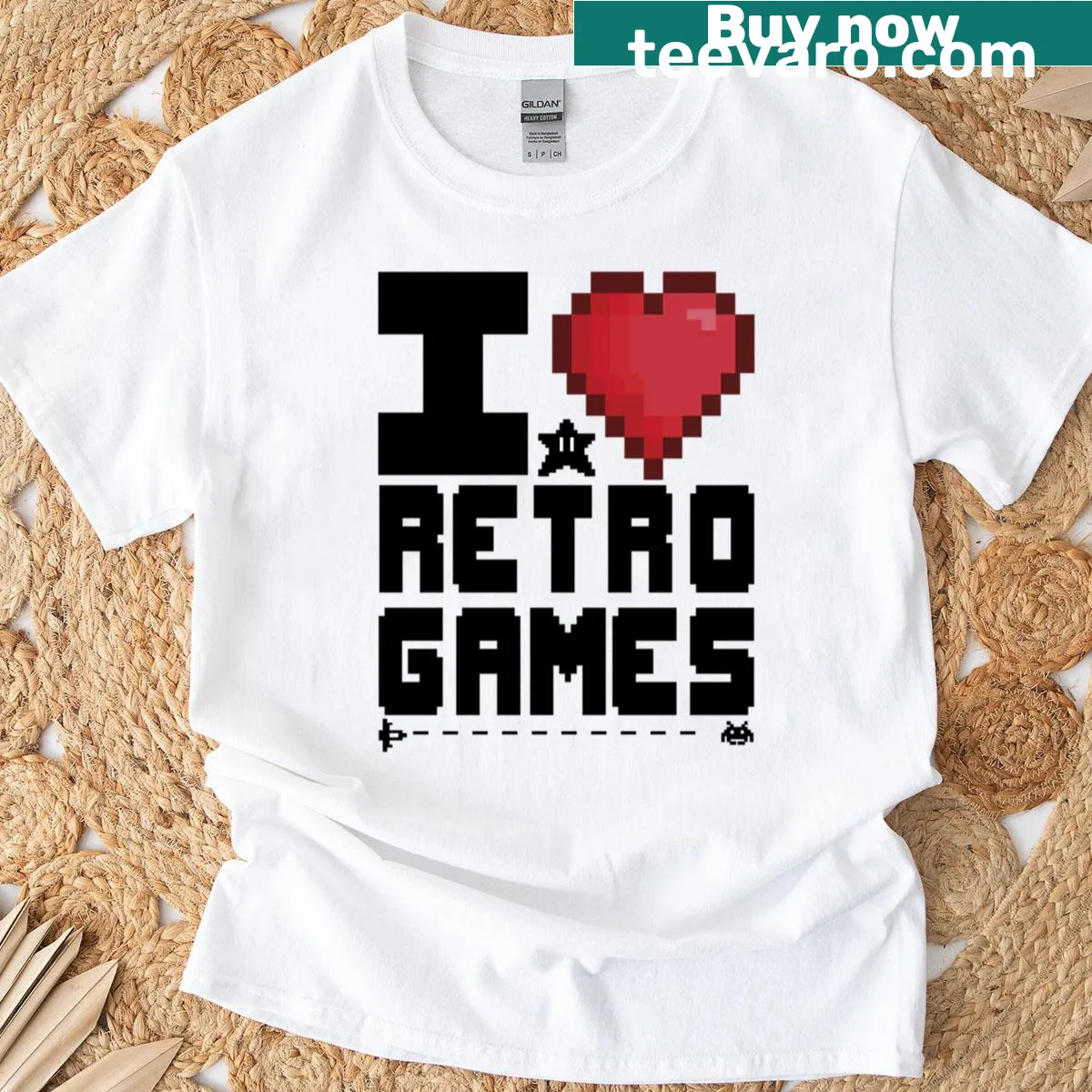 T-shirt featuring text about a love for retro games. — on a men's t-shirt