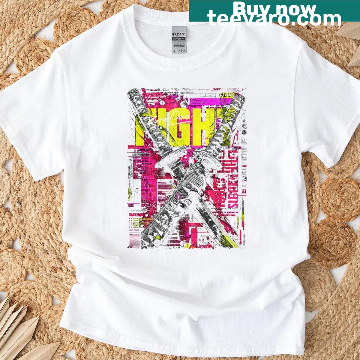Japanese cyberpunk T-shirt with manga and techwear graphics — on a men's t-shirt