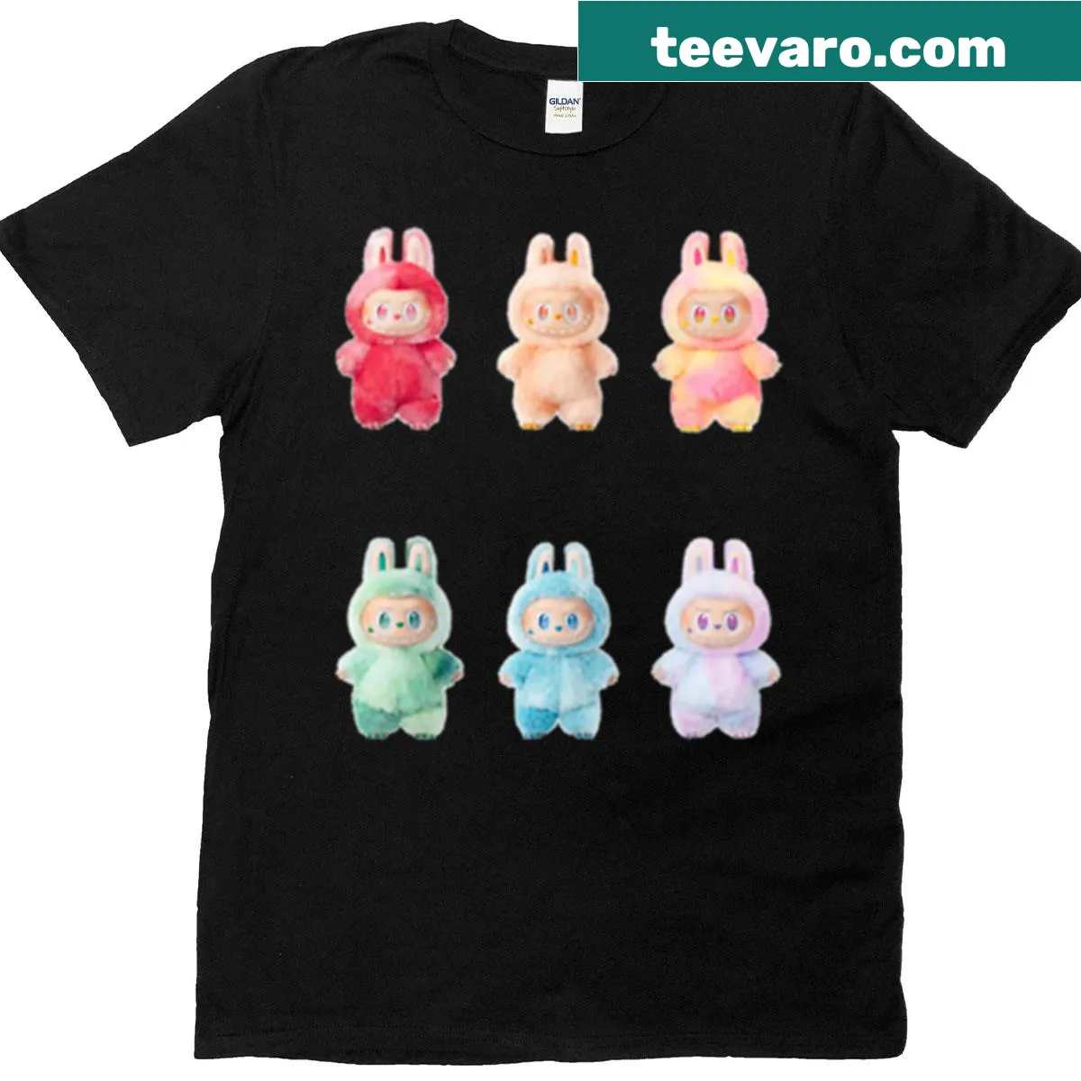 Playful monster character from Labubu design T-shirt — on a men's t-shirt