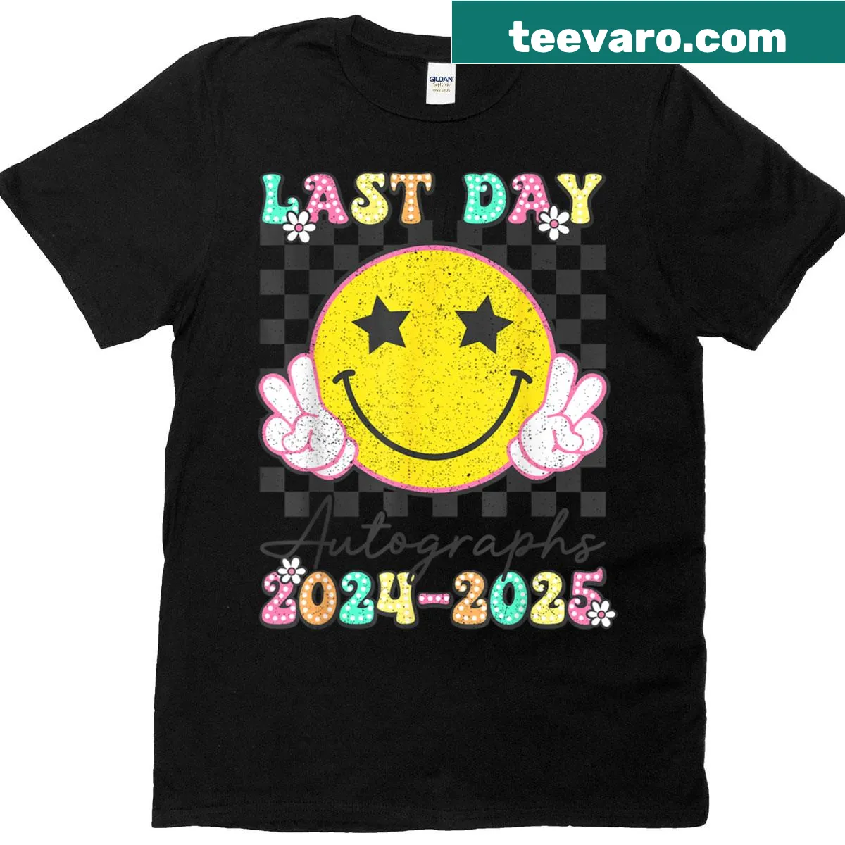 Last day of school T-shirt for teachers with autograph-themed design — on a men's t-shirt