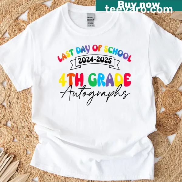 T-shirt commemorating 4th grade graduation with an autograph design