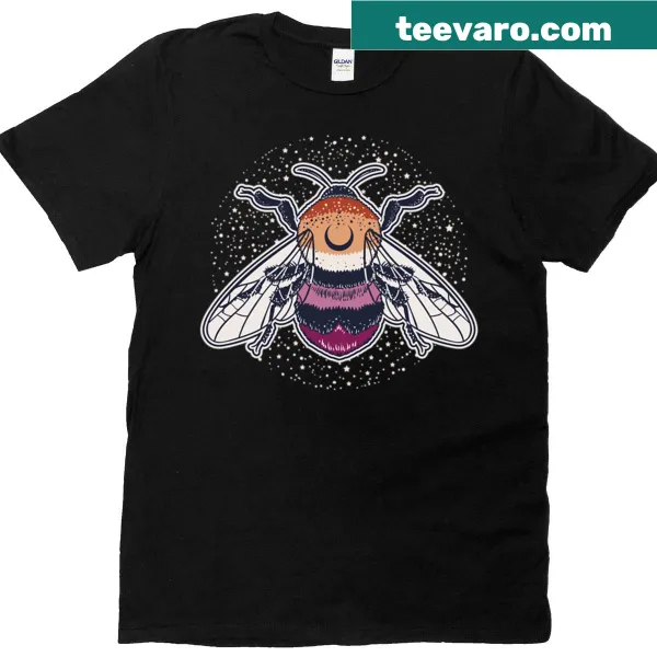 Empowering T-shirt featuring a bee and LGBTQ+ pride flag design