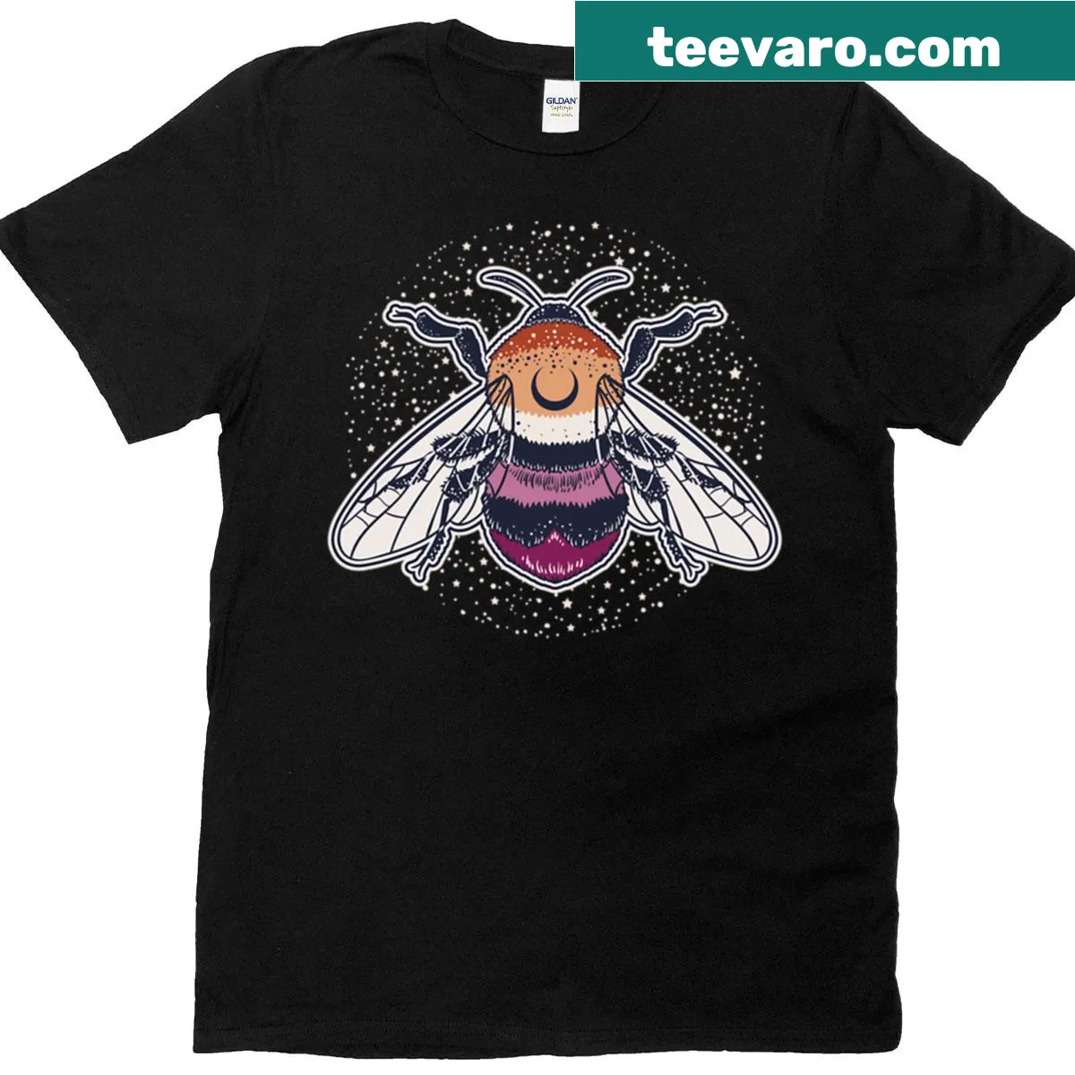 Empowering T-shirt featuring a bee and LGBTQ+ pride flag design — on a men's t-shirt