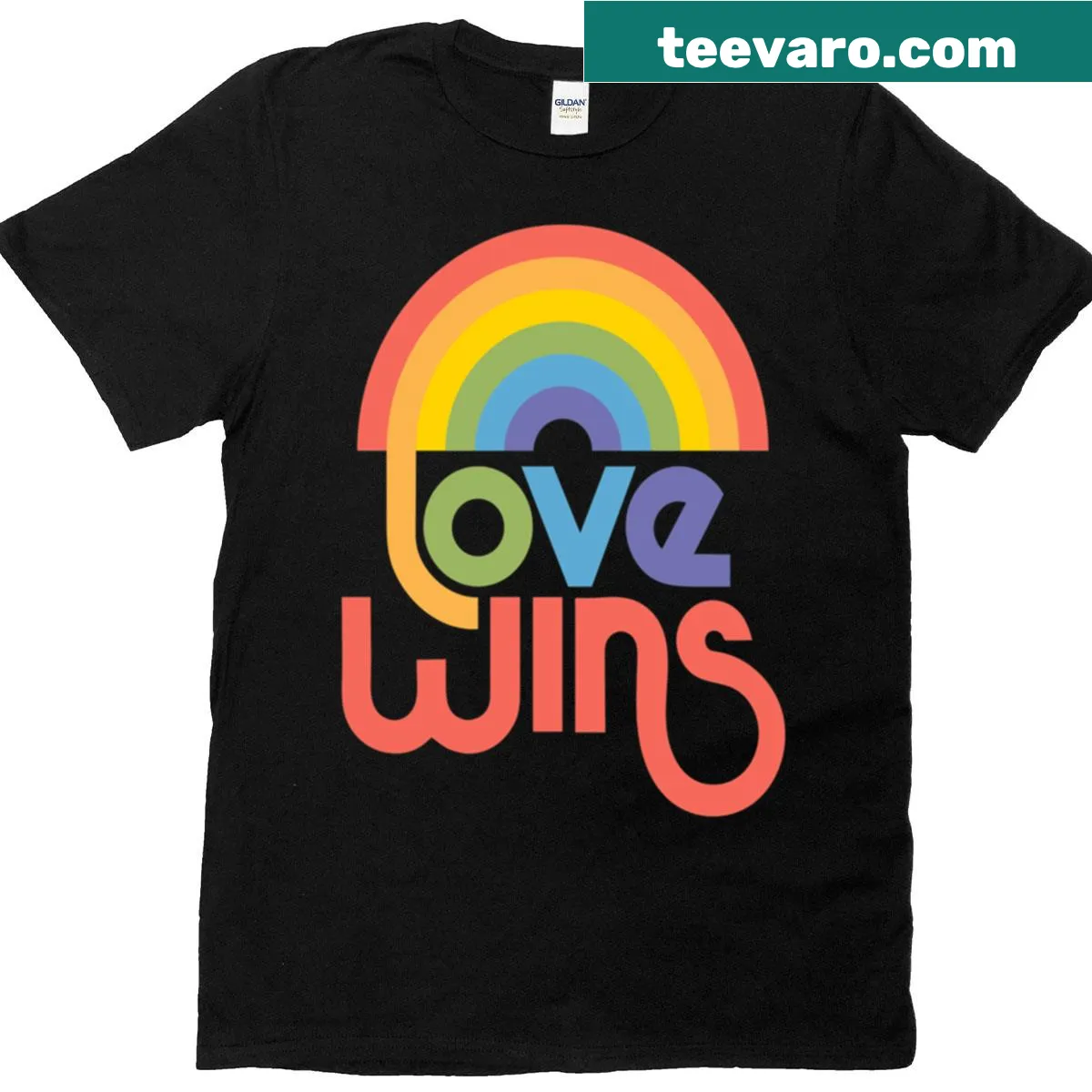 T-shirt displaying the uplifting phrase Love Wins in bold typography. — on a men's t-shirt