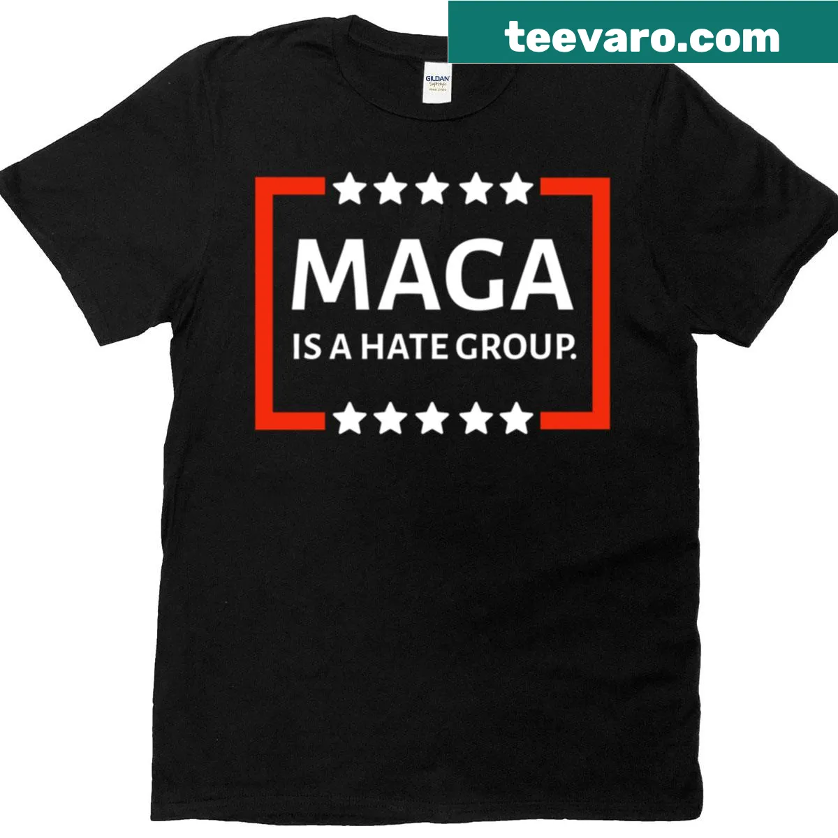 Edgy message on oversized Maga Is A Hate Group t-shirt — on a men's t-shirt
