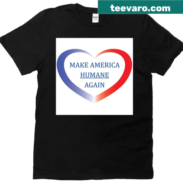 Text promoting humane treatment on a t-shirt