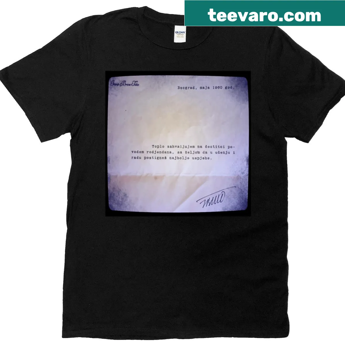 T-shirt with playful text 'Message From Tito' — on a men's t-shirt