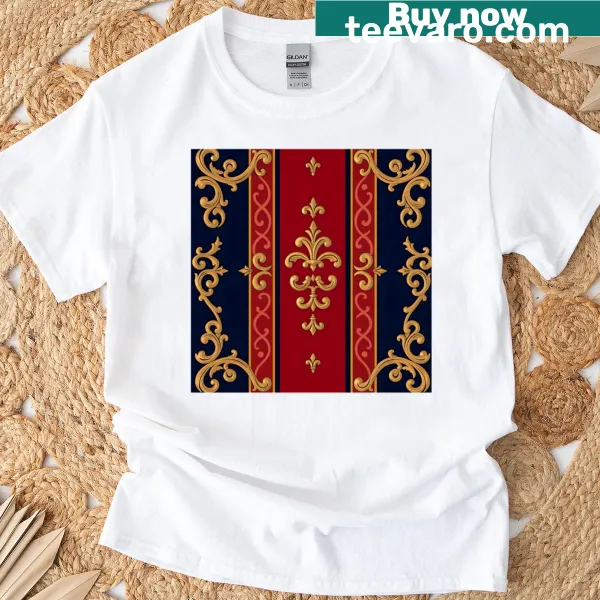 Striped baroque T-shirt with elegant designs