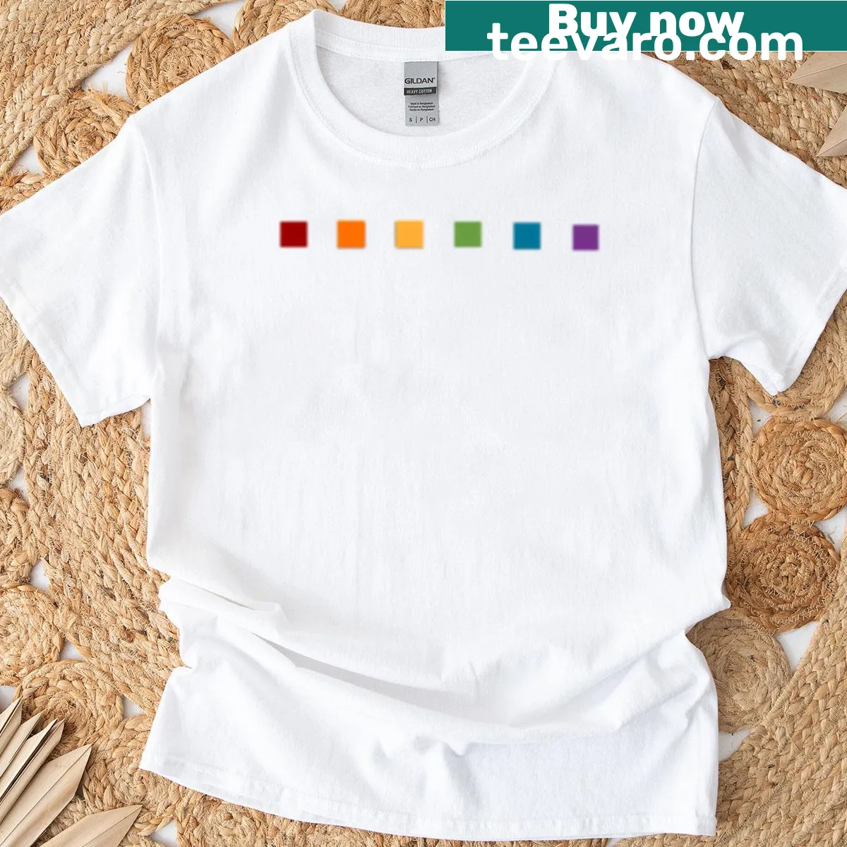 Minimalist Dotted Gay Pride Flag t-shirt emphasizing subtle representation — on a men's t-shirt