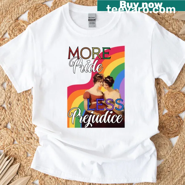 Oversized tee celebrating LGBTQ+ pride with Jane Austen-inspired text