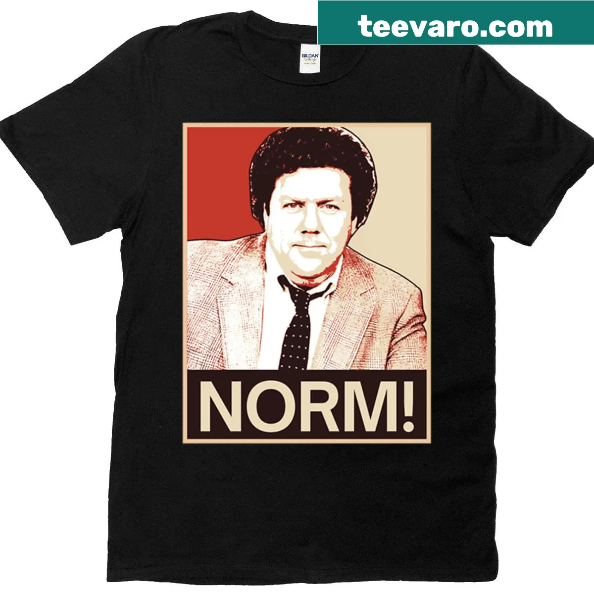 Minimalist graphic T-shirt with 'Norm' text — on a men's t-shirt