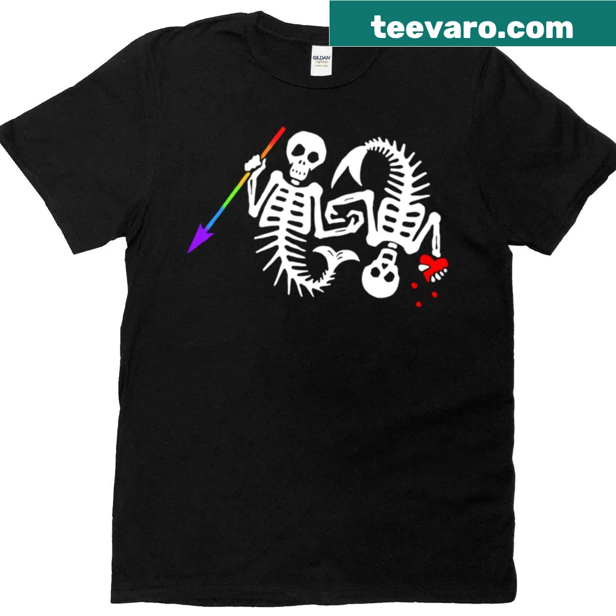 T-shirt featuring cartoon mermaids in love celebrating pride — on a men's t-shirt