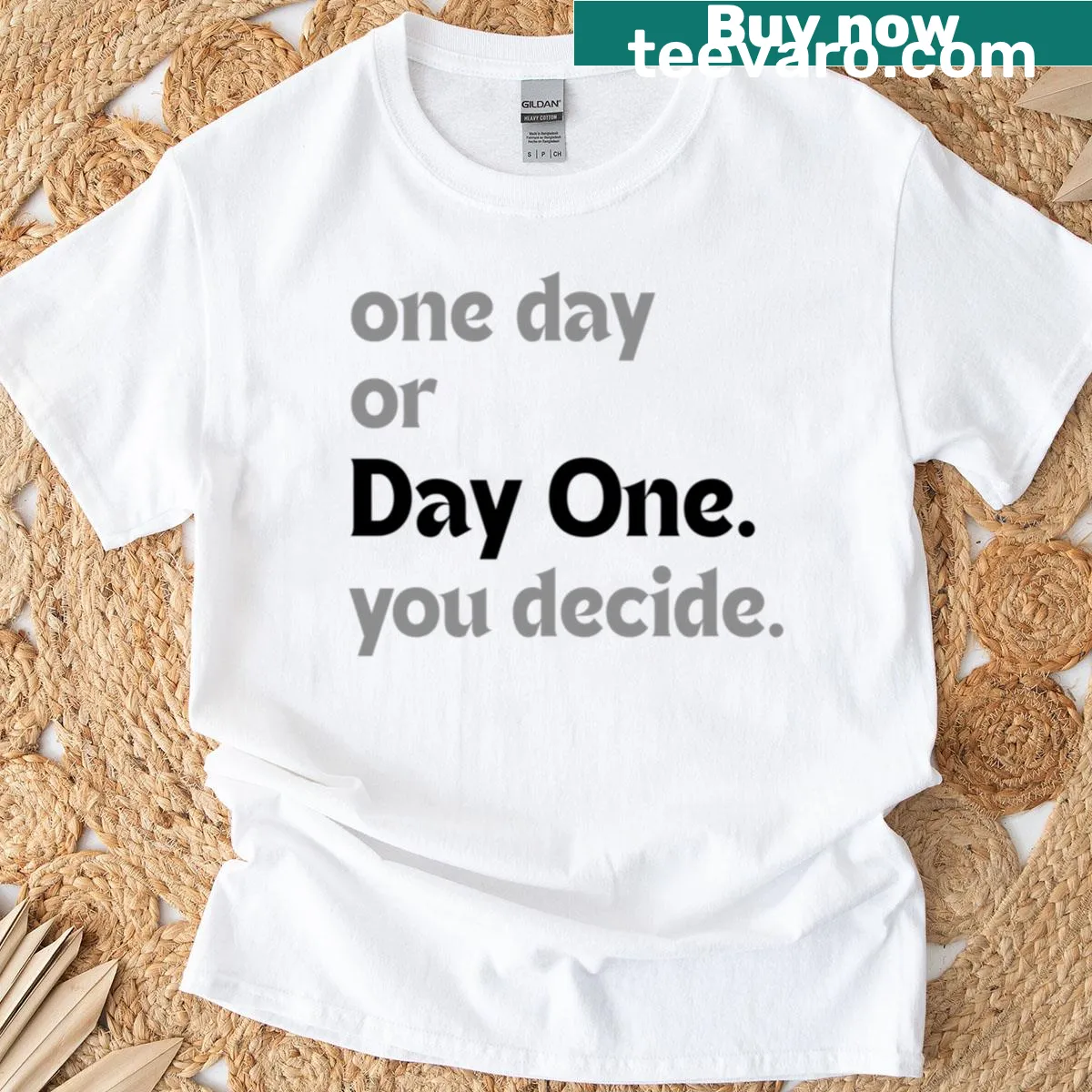Inspirational typography t-shirt with motivational text — on a men's t-shirt