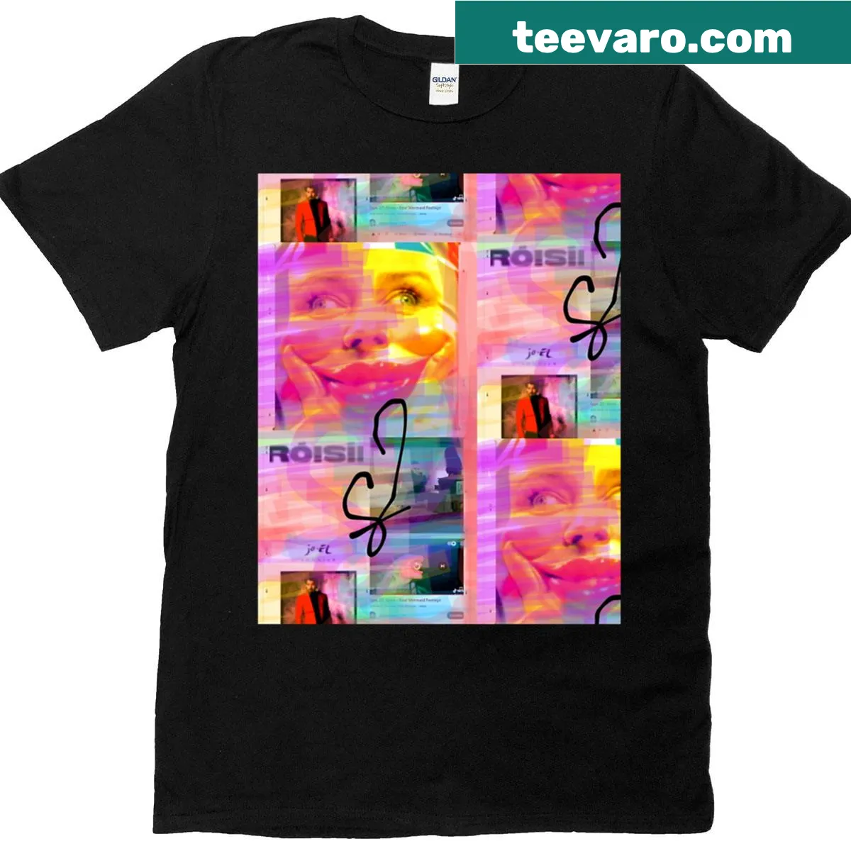 Abstract typography design expressing transhumanist themes on a T-shirt — on a men's t-shirt