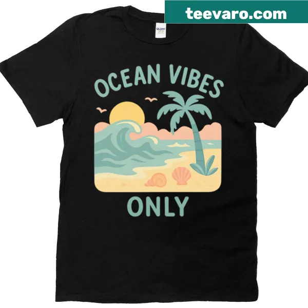 Whimsical beach-themed graphic T-shirt illustration