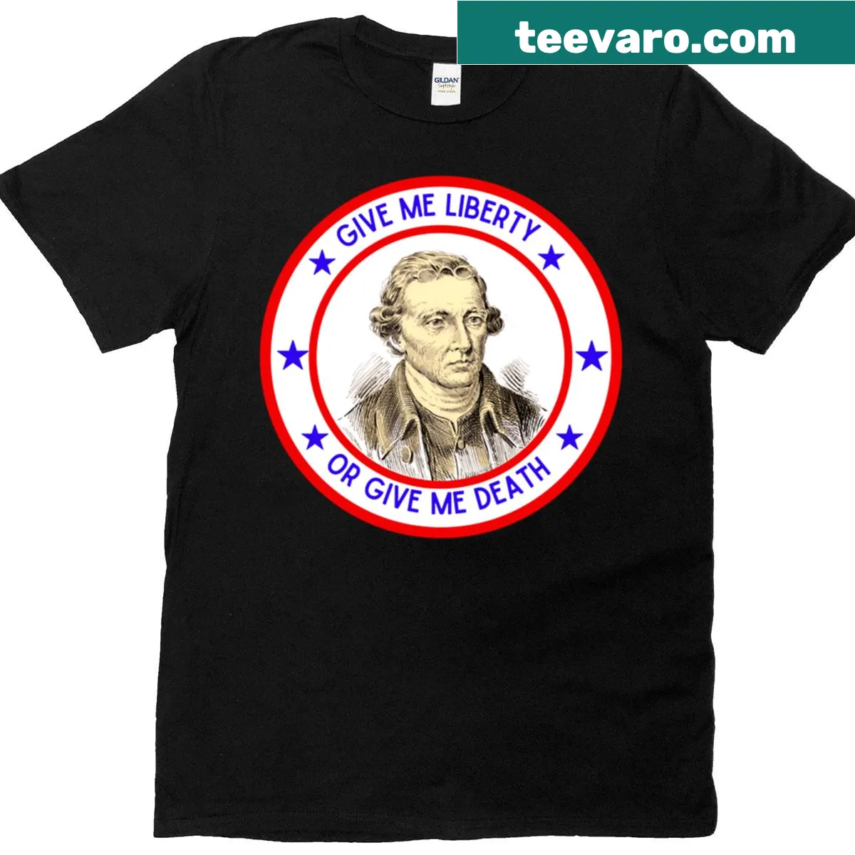 Bold typography graphic of 'Give Me Liberty Or Give Me Death' phrase. — on a men's t-shirt